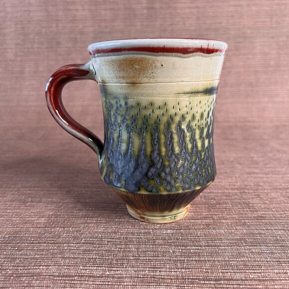 Studio Pottery Stoneware Mug-Tapered Base-Artisan Ceramic Drinkware - Picture 3 of 8